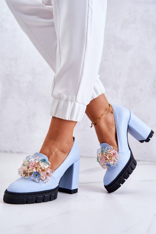 Caterine Caterine azul em estilo elegante com enfeites