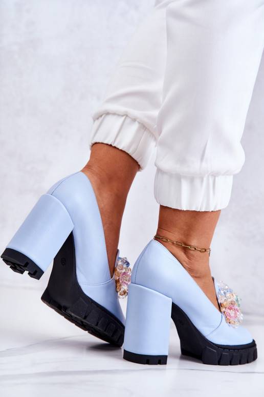Caterine Caterine azul em estilo elegante com enfeites