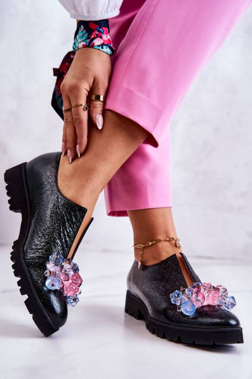 Sapatos de estilo elegante com enfeites na cor cáqui Cindy