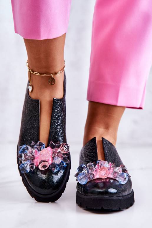 Sapatos de estilo elegante com enfeites na cor cáqui Cindy