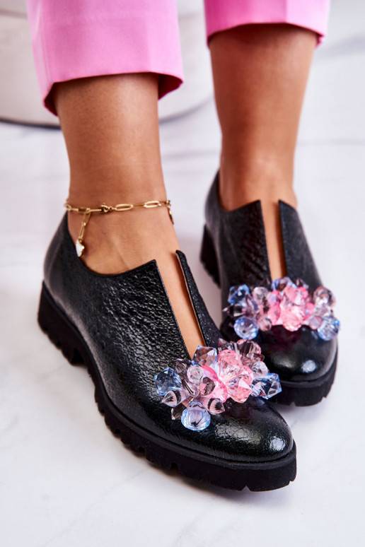 Sapatos de estilo elegante com enfeites na cor cáqui Cindy