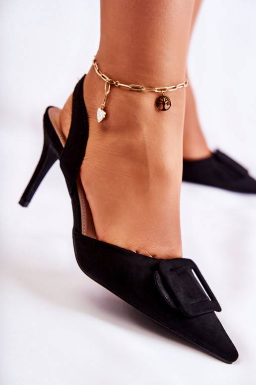 Botas de camurça com bico fino na cor preta Emberly