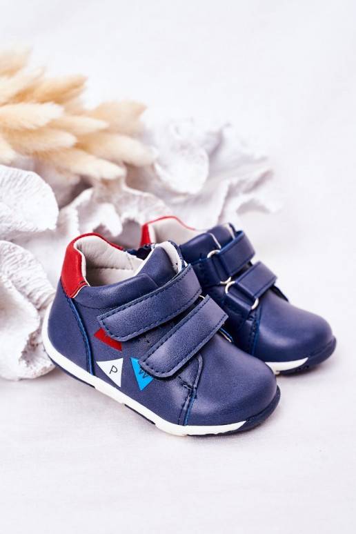 Calçado infantil com fechos adesivos na cor azul escuro Milo
