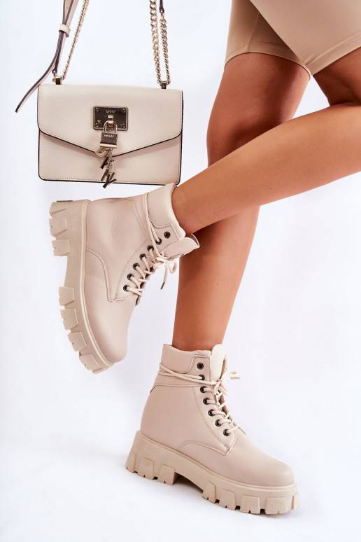 Botins femininos em marfim Flavin