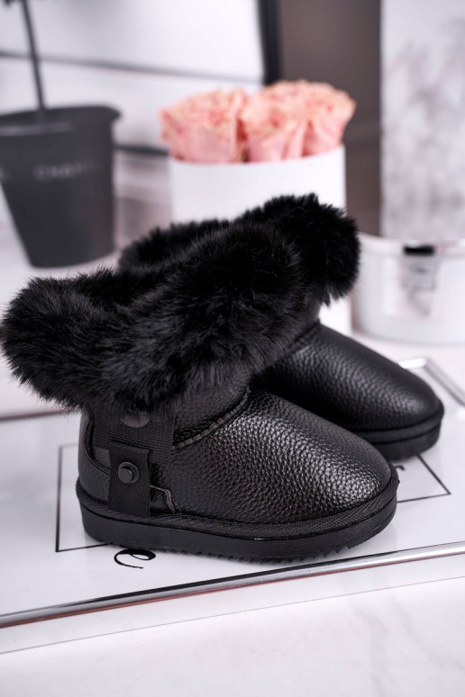 Botas de neve infantis aquecidas com pêlo na cor preta Marella