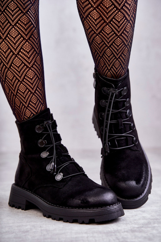 Botas aquecidas com fecho na cor preta Helia