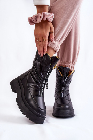 Botas de neve pretas com zíper