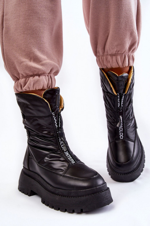 Botas de neve pretas com zíper Botas de neve pretas com zíper