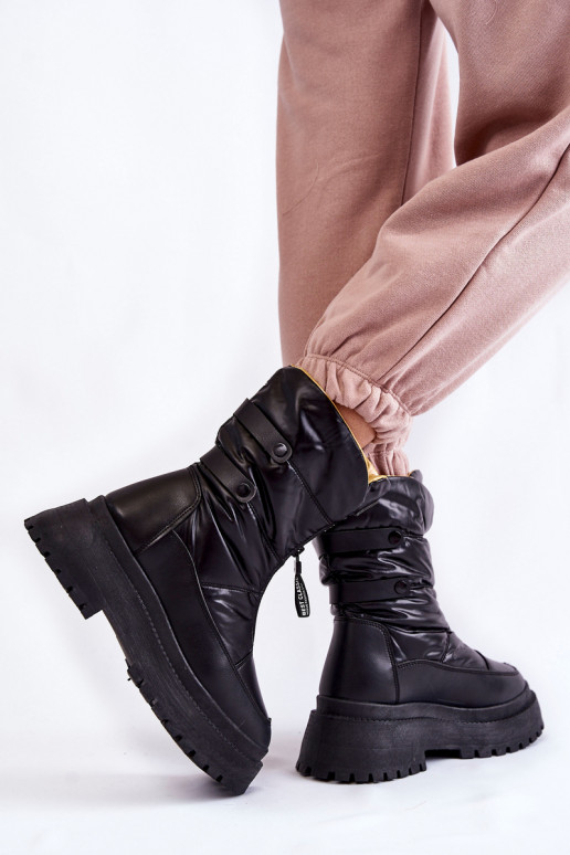 Botas de neve pretas com zíper Botas de neve pretas com zíper