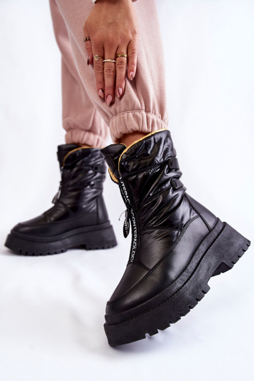 Botas de neve pretas com zíper Botas de neve pretas com zíper