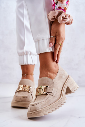 Botas em camurça marfim com... 2