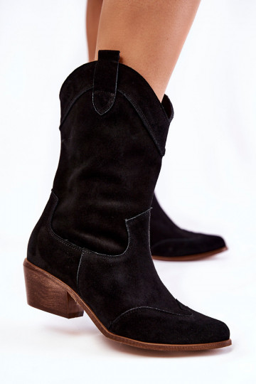 Botas cowboy de camurça Sapatos pretos