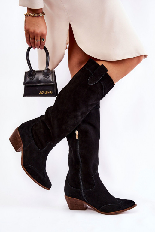 Botas longas pretas com salto Botas longas pretas com salto