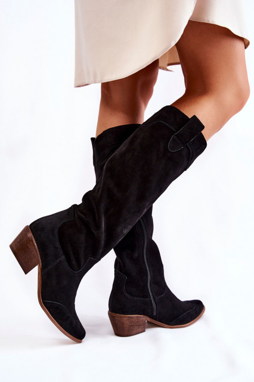 Botas longas pretas com salto Botas longas pretas com salto