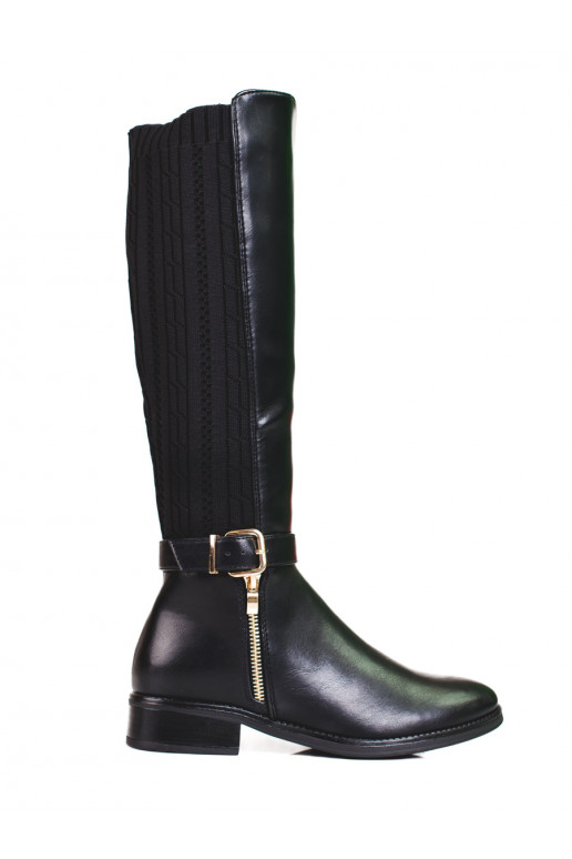 Sapatos de couro preto Shelovet preto