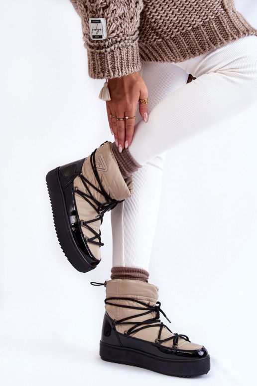 Botas de neve pretas areia com atacadores Carrios