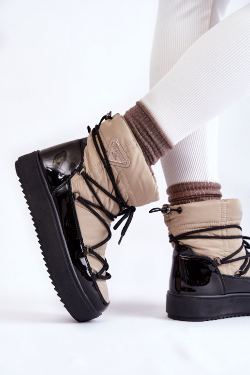 Botas de neve pretas areia com atacadores Carrios