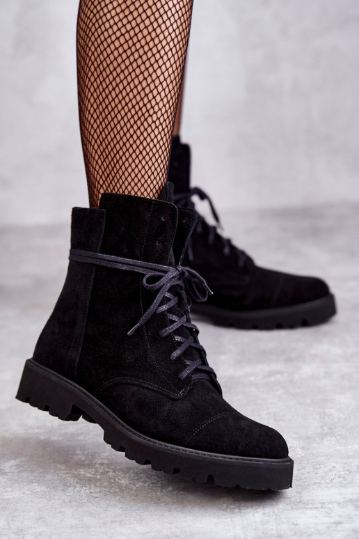 Botins de camurça com zíper Nicole em preto