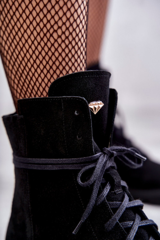 Botins de camurça com zíper Nicole em preto
