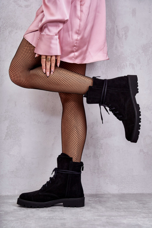 Botins de camurça com zíper Nicole em preto