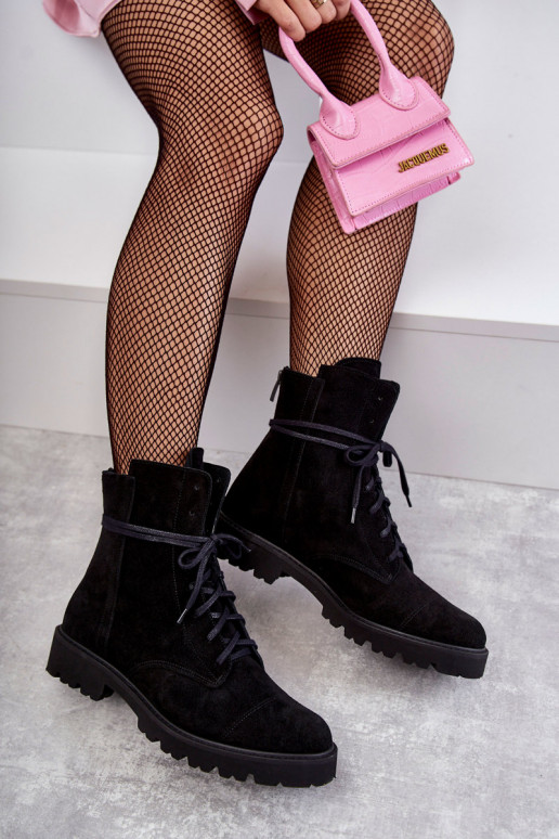 Botins de camurça com zíper Nicole em preto