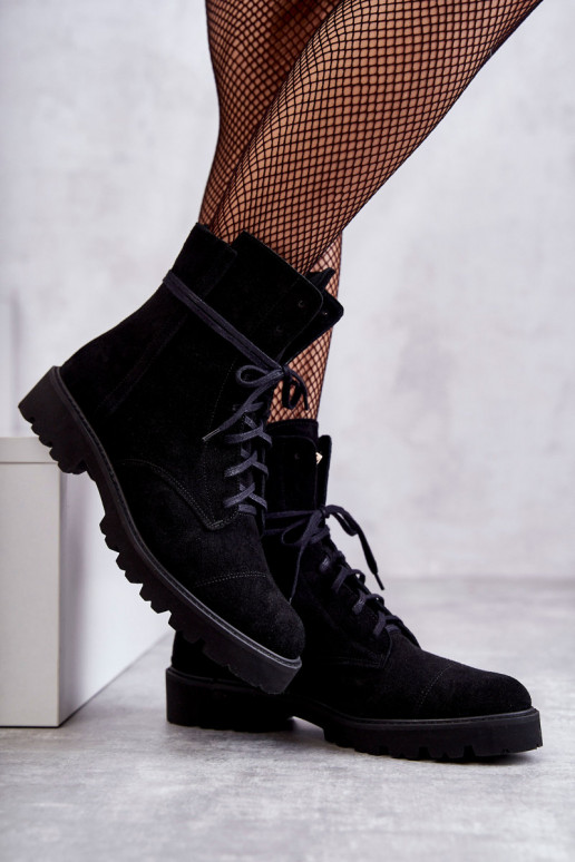 Botins de camurça com zíper Nicole em preto
