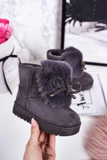 Botas infantis de neve com pêlo no interior cor cinza Amelia
