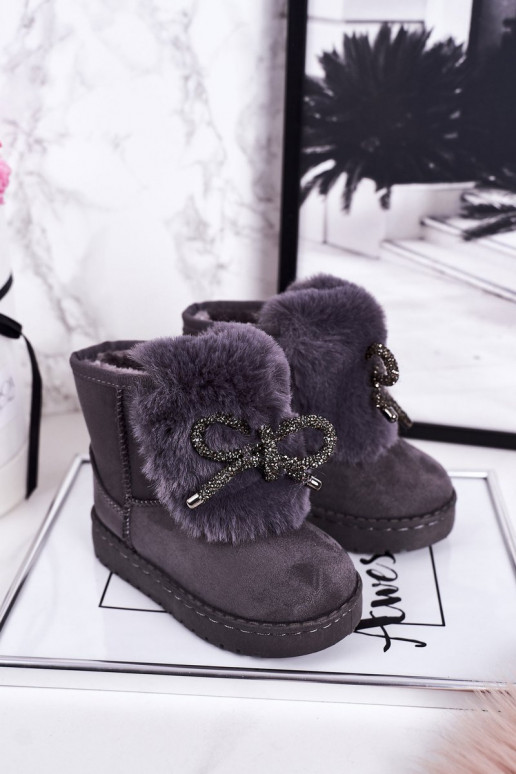 Botas infantis de neve com pêlo no interior cor cinza Amelia