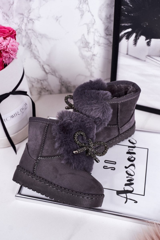 Botas infantis de neve com pêlo no interior cor cinza Amelia