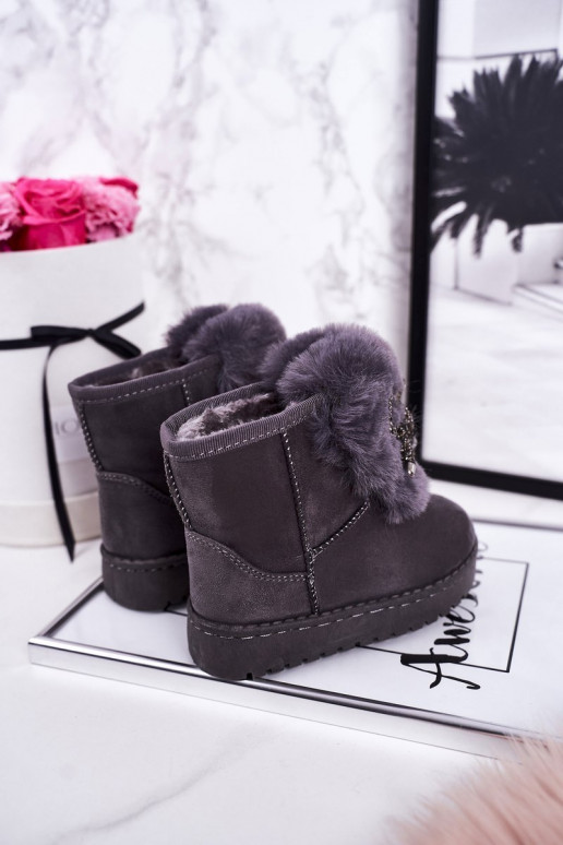 Botas infantis de neve com pêlo no interior cor cinza Amelia