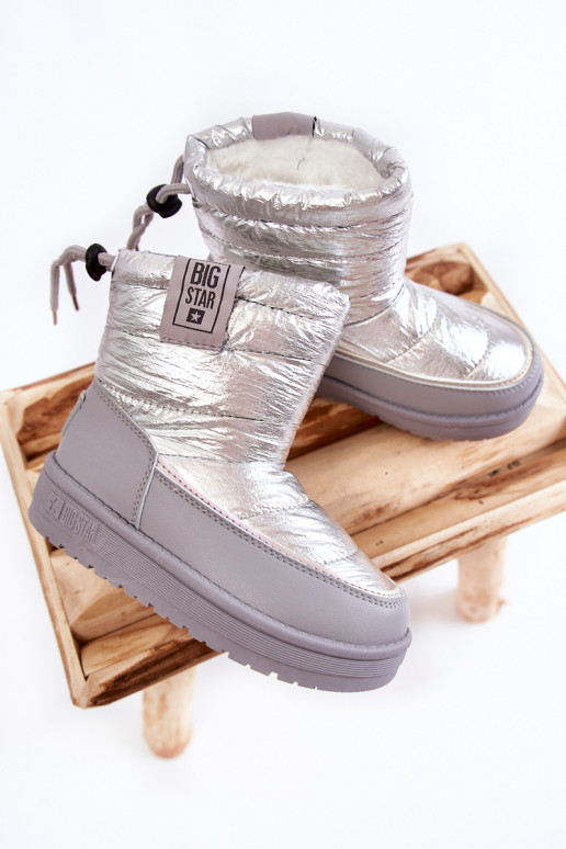 Botas de neve infantis cinza e prata Big Star
