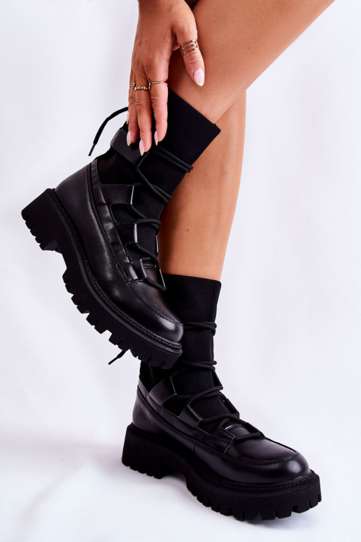Botas pretas maciças com sola tipo meia Fallor