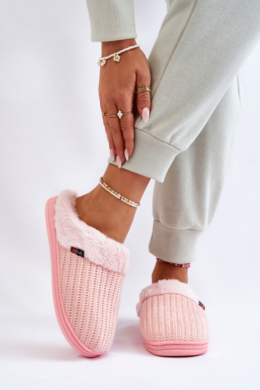 Chinelos femininos com pele rosa Leriss