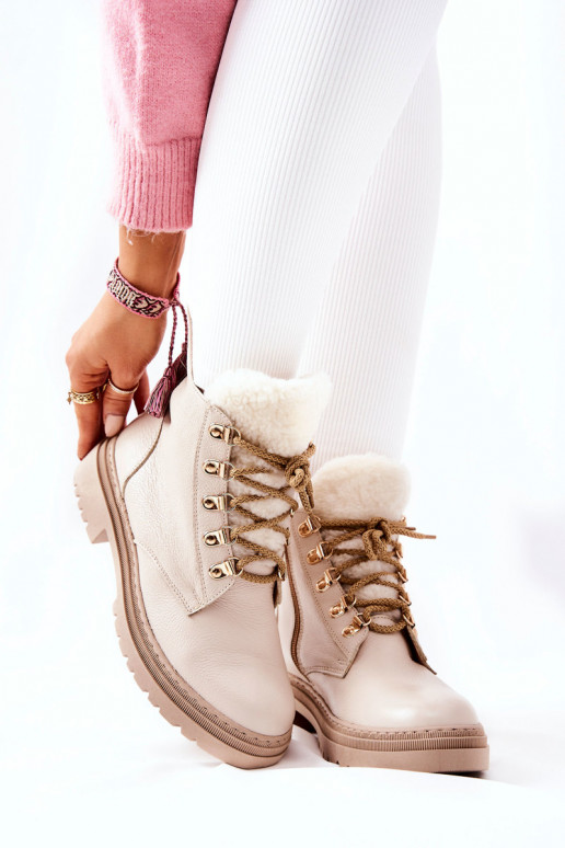 Botins femininos Khaleni em bege
