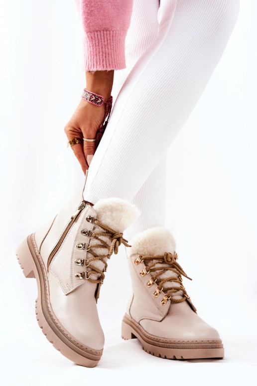 Botins femininos Khaleni em bege