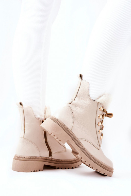 Botins femininos Khaleni em bege