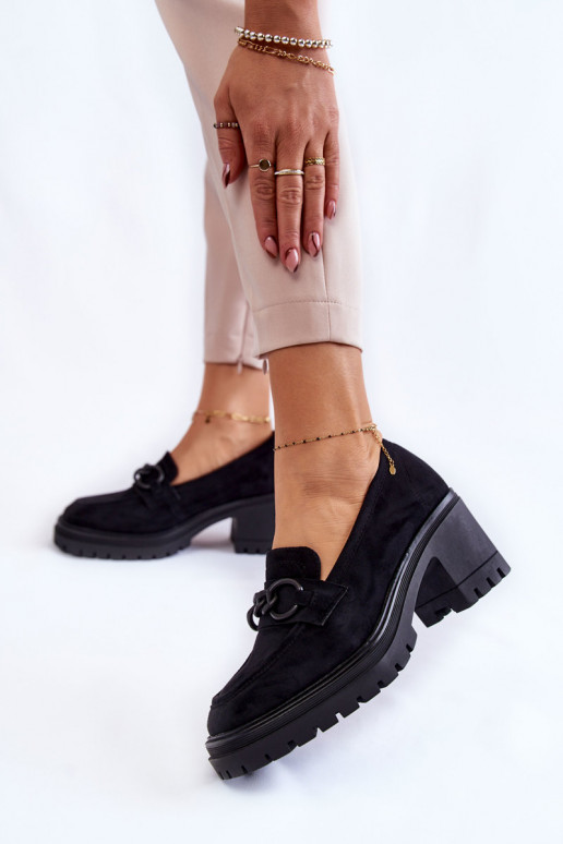 Sapatos de camurça com salto na cor preta Sanya