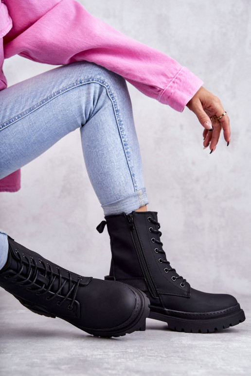 Botas aquecidas com zíper na cor preta Fabiola