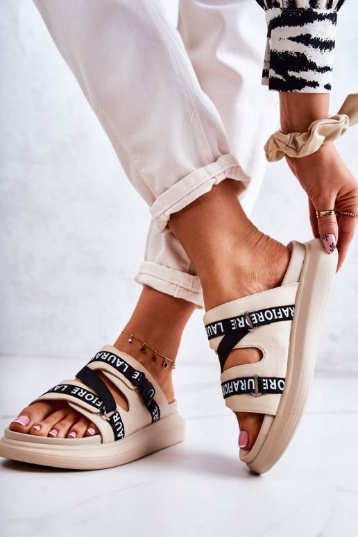 Chinelos da moda La.Fi bege Menifis
