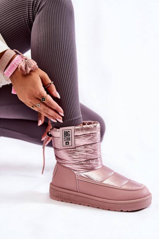 Botas de neve aquecidas rosa Big Star para mulheres