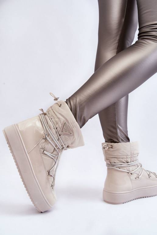 Botas femininas de neve com cordões aquecidos Carrios Ivory