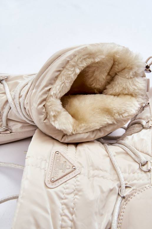 Botas femininas de neve com cordões aquecidos Carrios Ivory