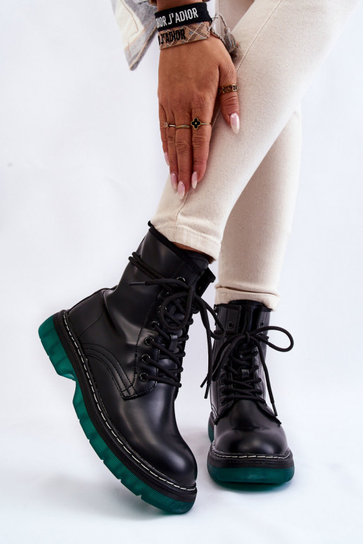 Botas pretas cereja Trinah com sola verde