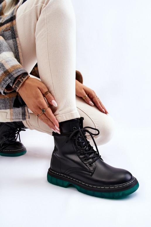 Botas pretas cereja Trinah com sola verde