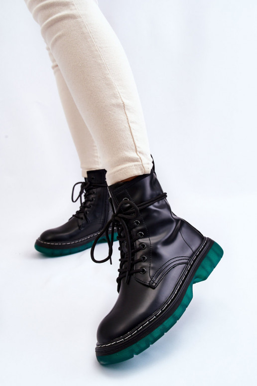 Botas pretas cereja Trinah com sola verde