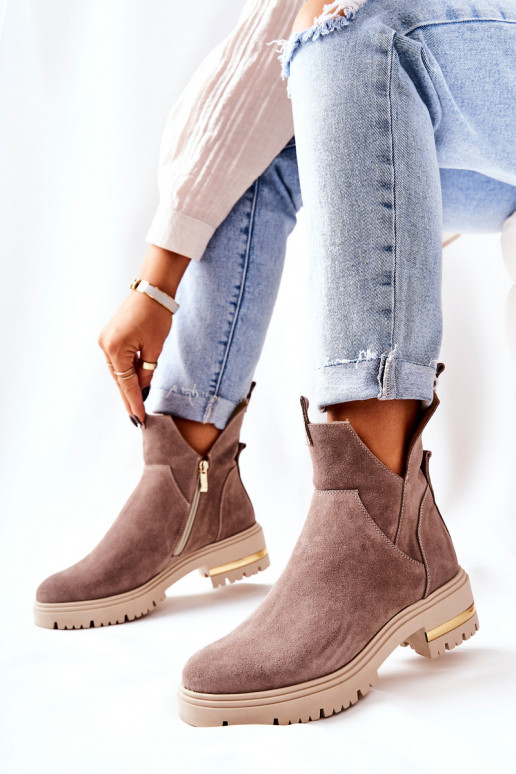 Botas aquecidas na cor cappuccino Cut Out Tanya