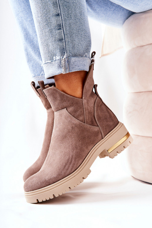 Botas aquecidas na cor cappuccino Cut Out Tanya