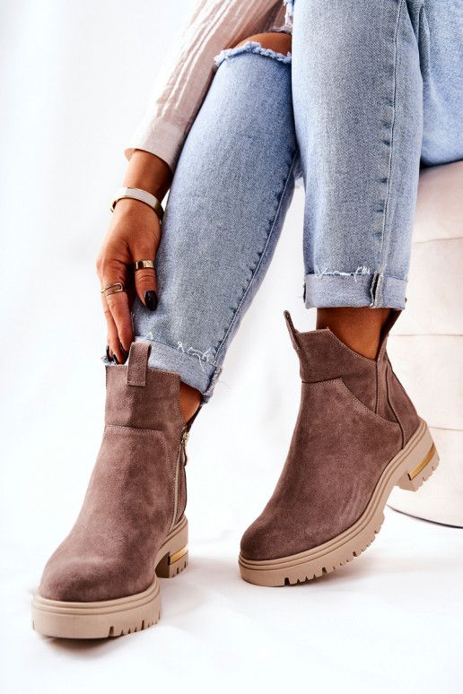 Botas aquecidas na cor cappuccino Cut Out Tanya