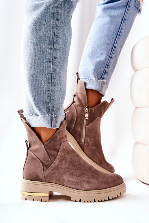 Botas aquecidas na cor cappuccino Cut Out Tanya