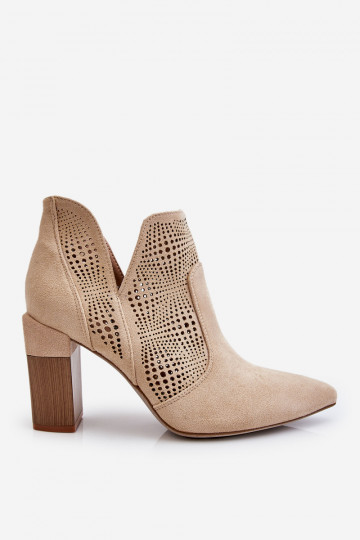 Botins femininos com salto Leanna em marfim 2